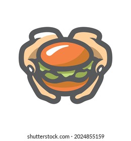 Hamburger in hand Vector icon Cartoon illustration