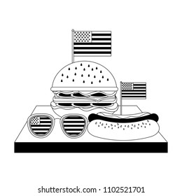 hamburger and hot dog glasses with american flag