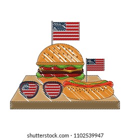 hamburger and hot dog glasses with american flag