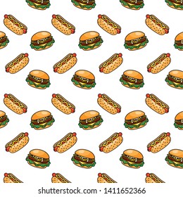 hamburger and hot dog vector illustration