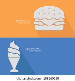 Hamburger and ice cream,Blank for text