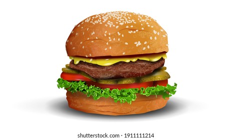 hamburger icon. 3d vector realistic isolated object