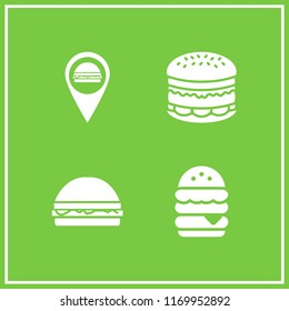 hamburger icon. 4 hamburger vector set. burger sign, burger and burger marker icons for web and design about hamburger theme