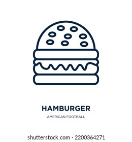 hamburger icon from american football collection. Thin linear hamburger, burger, food outline icon isolated on white background. Line vector hamburger sign, symbol for web and mobile