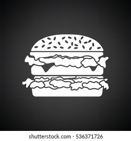 Hamburger icon. Black background with white. Vector illustration.
