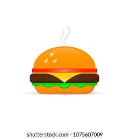 Hamburger icon, Burger Fast Food flat illustration. Vector.