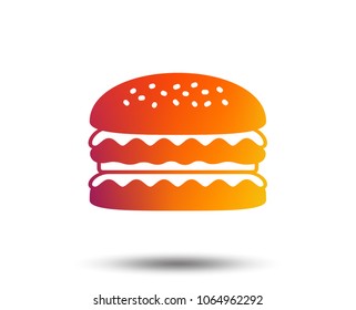 Hamburger icon. Burger food symbol. Cheeseburger sandwich sign. Blurred gradient design element. Vivid graphic flat icon. Vector