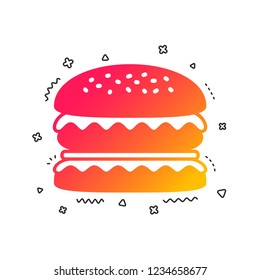 Hamburger icon. Burger food symbol. Cheeseburger sandwich sign. Colorful geometric shapes. Gradient burger icon design.  Vector