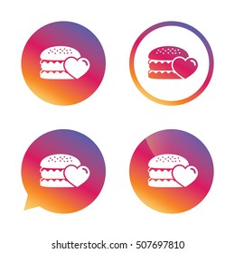 Hamburger icon. Burger food symbol.