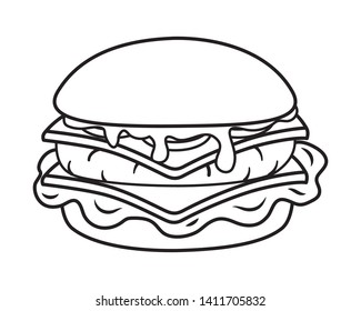 hamburger icon cartoon black and white