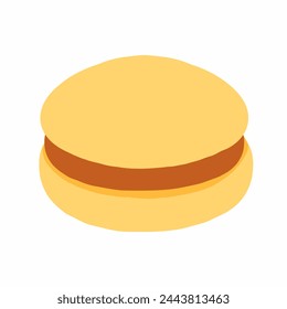Hamburger-Ikone im Cartoon-Flat-Style. Einfaches Brötchen, ein Kotelett. Vektor-Illustration isoliert auf weißem Hintergrund. Für Menü, Poster, Infografik, Restaurant.