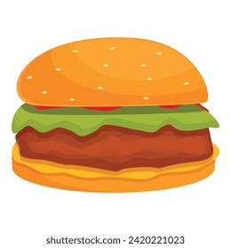 Hamburger icon cartoon vector. Burger food. Fat slice big smash