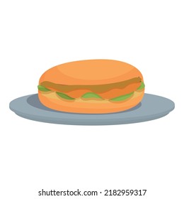 Hamburger icon cartoon vector. Dish food. Baked dish