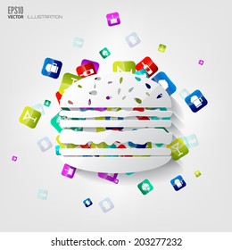 Hamburger icon. Cheeseburger symbol.