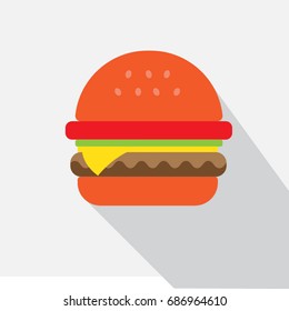 Hamburger icon Consists of meat, bread,cheese
