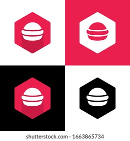 Hamburger icon design, fast food symbol, flat hexagon shape icon