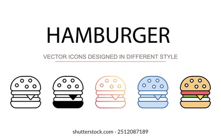 Diseño de icono de hamburguesa con fondo blanco