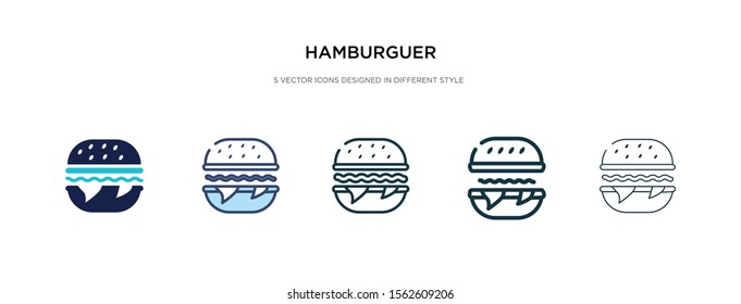 hamburger icon in different style vector illustration. two colored and black hamburger vector icons designed in filled, outline, line and stroke style can be used for web, mobile, ui