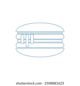 Hamburger icon, dotted line blue color flat style