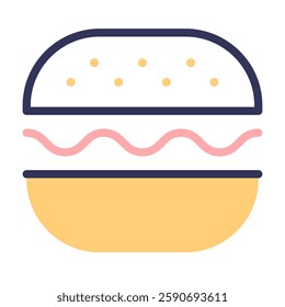 Hamburger icon with editable stroke. Fast Food icon with editable stroke