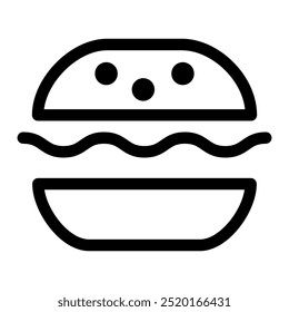 Hamburger icon with editable strokes. Fast food icon with editable strokes