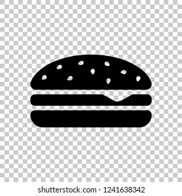 Hamburger icon. Fast food. Black symbol on transparent background