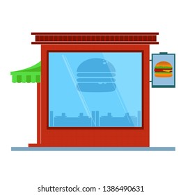 Hamburger icon and fast food building.