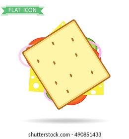 Hamburger, hamburger icon, fast food, burger, bread, ketchup. Flat design, vector.
