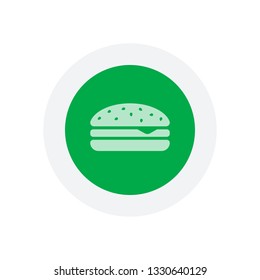 Hamburger icon. Fast food. Icon in colored circle with gray bold border. Web button, modern flat design