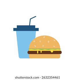 Hamburger icon. Fast food. Linear outline symbol. Black icon on