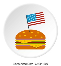 Hamburger icon in flat circle isolated vector illustration for web