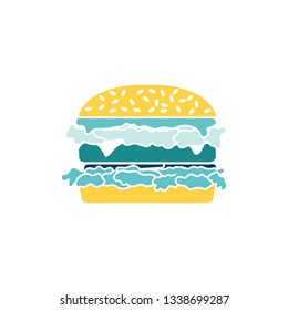 Icono de Hamburguesa. Diseño de color plano. Ilustración vectorial.