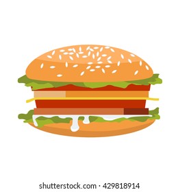 Hamburger icon with flat color style vector illustration