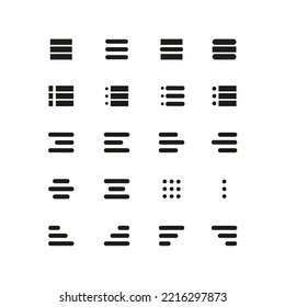 Icono de Hamburguesa. Menú plano. Ui. Diseño de vectores. Conjunto de símbolos de esquema.