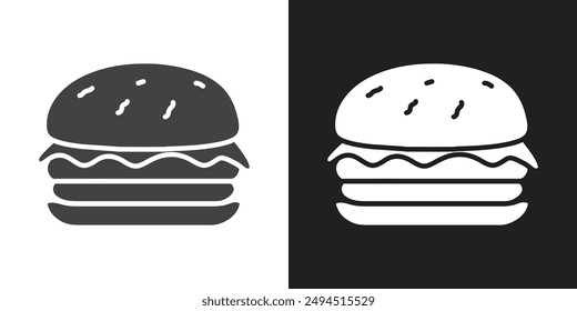 Hamburger icon Flat set in black and white color outline vector