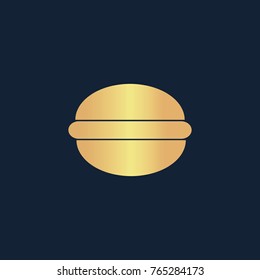 Hamburger icon flat. Simple gold pictogram on dark background. Vector illustration symbol