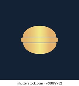 Hamburger icon flat. Simple gold pictogram on dark background. Vector illustration symbol