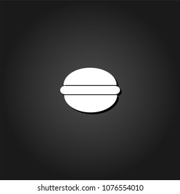 Hamburger icon flat. Simple White pictogram on black background with shadow. Vector illustration symbol