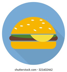 Hamburger icon in flat style long shadow 