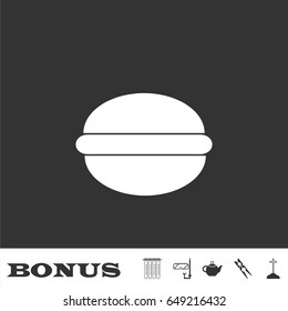 Hamburger icon flat. White pictogram on black background. Vector illustration symbol and bonus icons