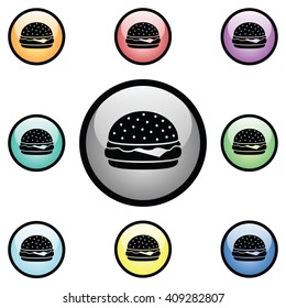 Hamburger Icon Glass Button Icon Set