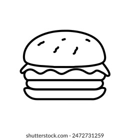 Hamburger Icon, Ideal for Fast Food and Restaurant Illustrations