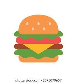 Hamburger icon illustrated in a playful cartoon style bursting with vivid colors and cheerful vibes, making it suitable for kid-friendly content, casual games, and fun branding projects