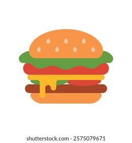 Hamburger icon illustrated in a playful cartoon style bursting with vivid colors and cheerful vibes, making it suitable for kid-friendly content, casual games, and fun branding projects