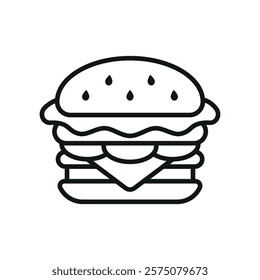 Hamburger icon illustrated in a playful cartoon style bursting with vivid colors and cheerful vibes, making it suitable for kid-friendly content, casual games, and fun branding projects