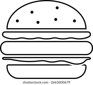 Hamburger Symbol einzeln auf weißem Hintergrund. Fast Food. Vektorgrafik