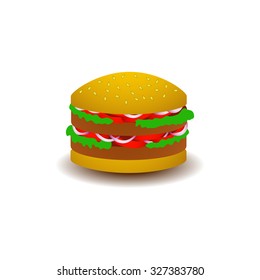 Hamburger. Icon. Isolated on white.