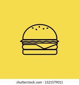 Hamburger icon isolated on Yellow Background. Fast Food Concept. - Vector 