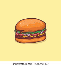 hamburger Icon isolated Vector illustration with outline cartoon simple color 