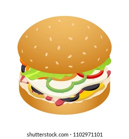 Hamburger icon. Isometric of hamburger vector icon for web design isolated on white background